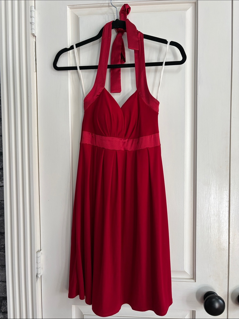 Red Halter Neck A-Line Dress